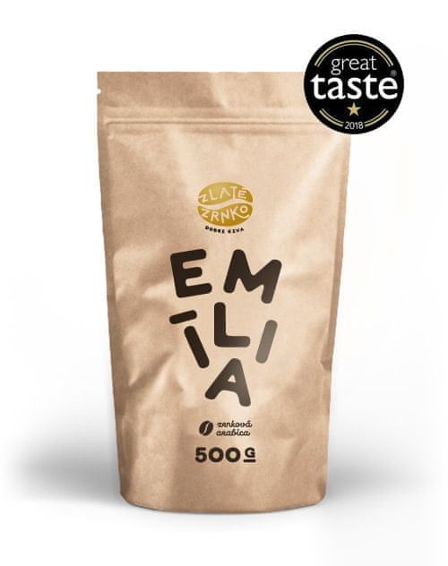 Zlaté zrnko Emília (Zmes arabík - 100%) "VYVÁŽENÁ" zrnková káva 500g